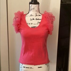 Vibrant Pink Ruffled Fitted Blouse
